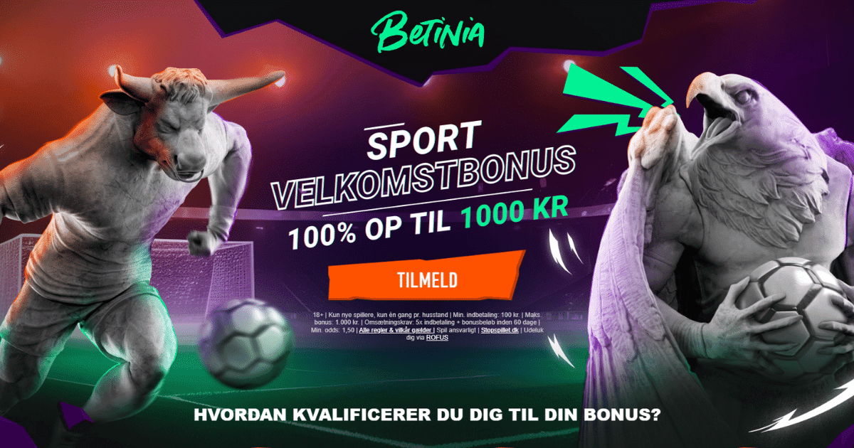 Betinia - Få 100% op til 1000 kr.